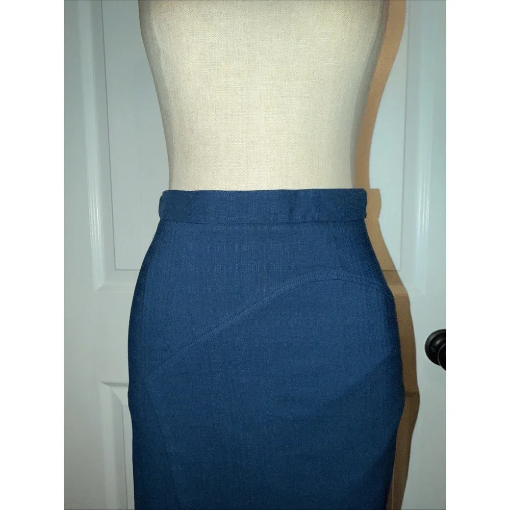 ZAC‎ Zac Posen Women's Blue Asemetrical Pencil Skirt Size 4 USA Midi 27in